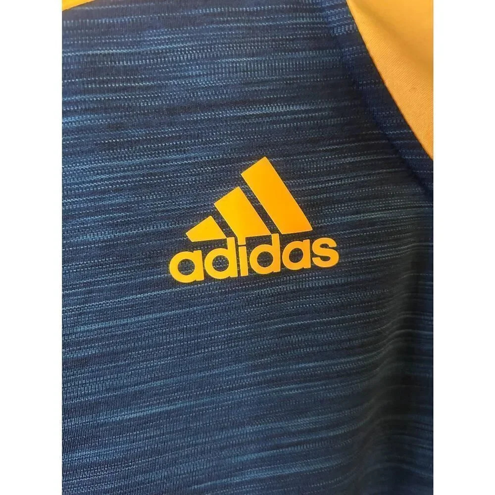 Adidas Crazy Ghost Blue Yellow Long Sleeve 1/4 Zip Pullover Size XL (5300)